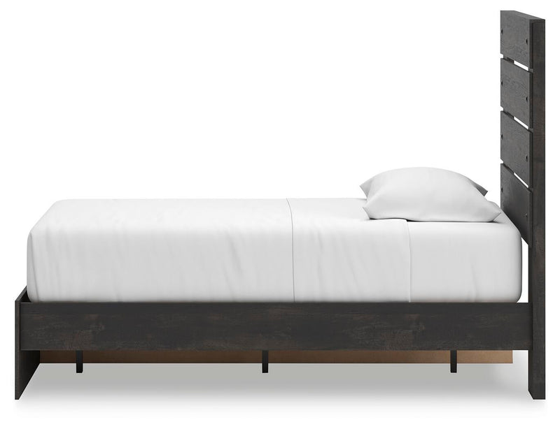 Delmorta Twin Panel Storage Bed, Dresser and Mirror