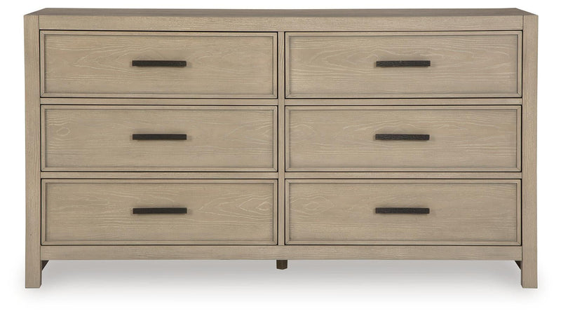 Calmoro King Bookcase Bed with Mirrored Dresser