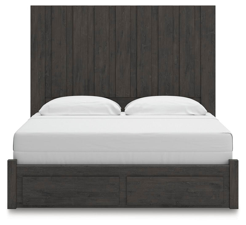 Parlayon King Panel Storage Bed, Dresser, Mirror and Nightstand