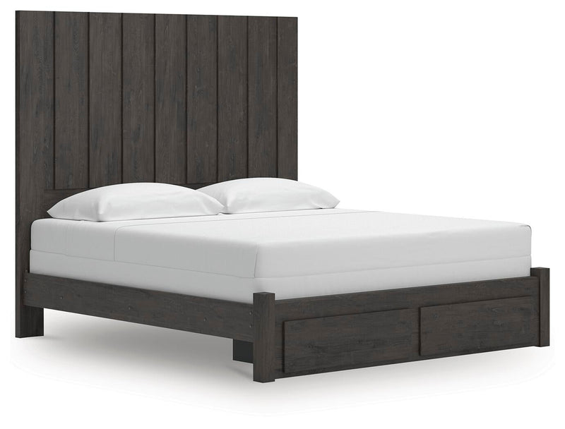 Parlayon King Panel Storage Bed, Dresser, Mirror and Nightstand