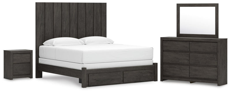 Parlayon King Panel Storage Bed, Dresser, Mirror and Nightstand