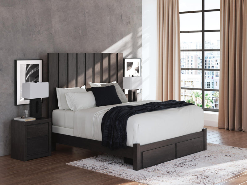 Parlayon King Panel Storage Bed, Dresser, Mirror and Nightstand