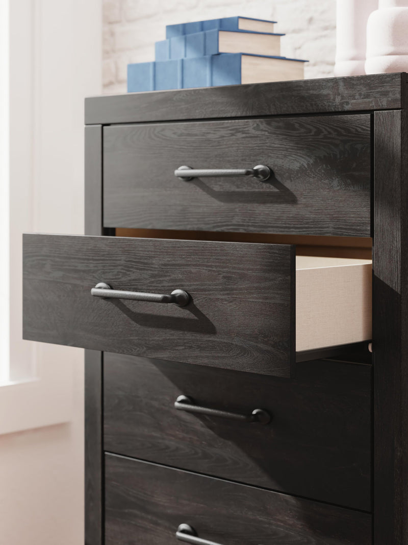Delmorta Full Panel Storage Bed, Dresser, Mirror, Chest and Nightstand