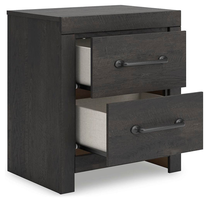 Delmorta King Panel Bed, Dresser, Mirror, Chest and Nightstand