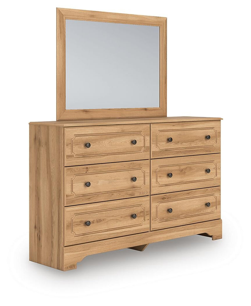 Galletyn Twin Panel Bed with Mirrored Dresser