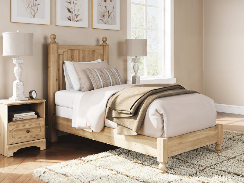 Galletyn Twin Panel Bed with Mirrored Dresser