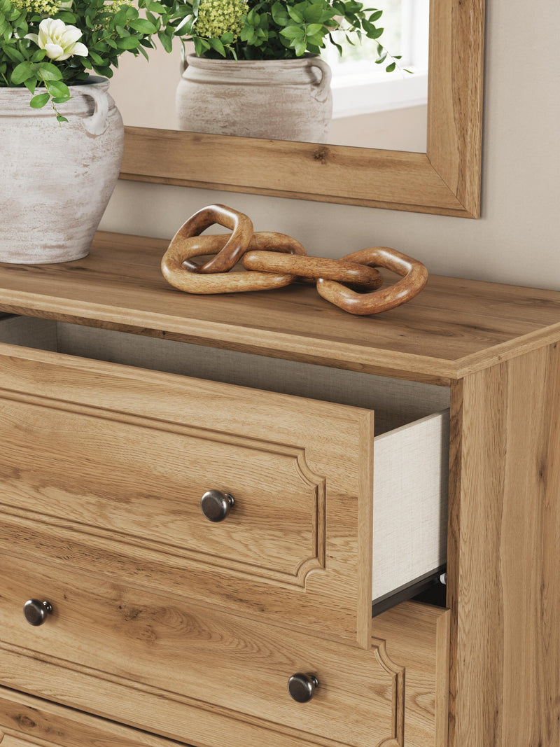 Galletyn Twin Panel Bed with Mirrored Dresser