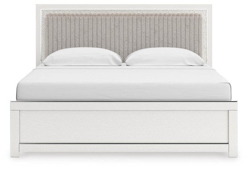 Birmonton King Upholstered Panel Bed, Dresser and Mirror
