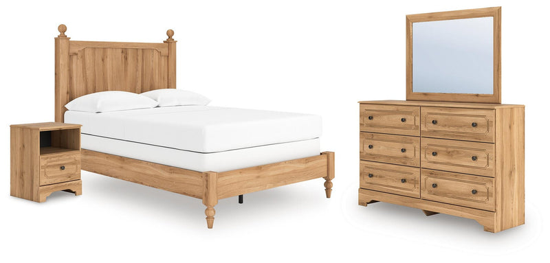 Galletyn Full Panel Bed with Mirrored Dresser and Nightstand