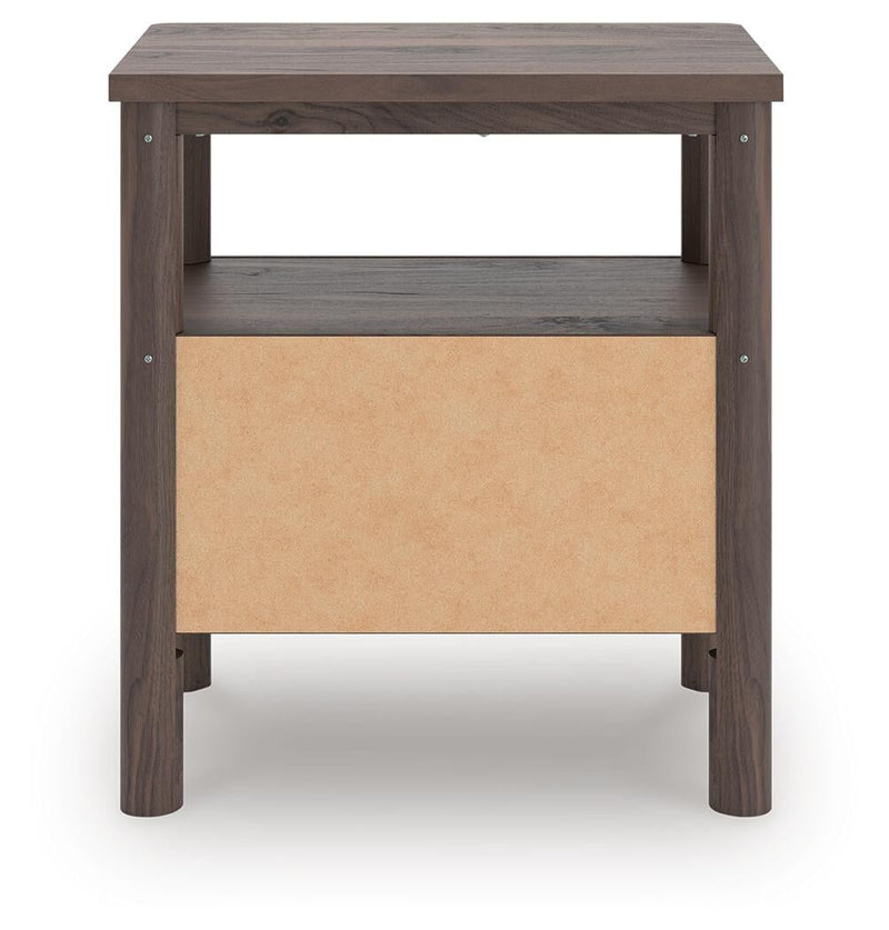 Cadmori King Upholstered Panel Platform Bed, Dresser, Mirror and Nightstand