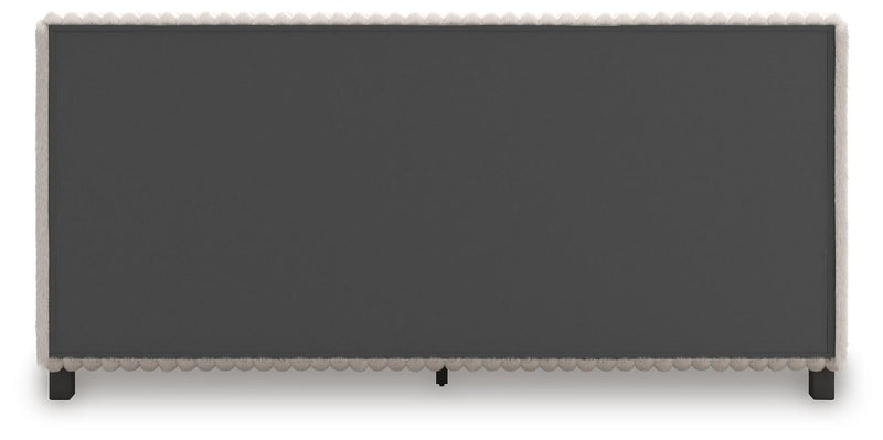 Birmonton California King Upholstered Bed, Dresser, Mirror, Chest and Nightstand