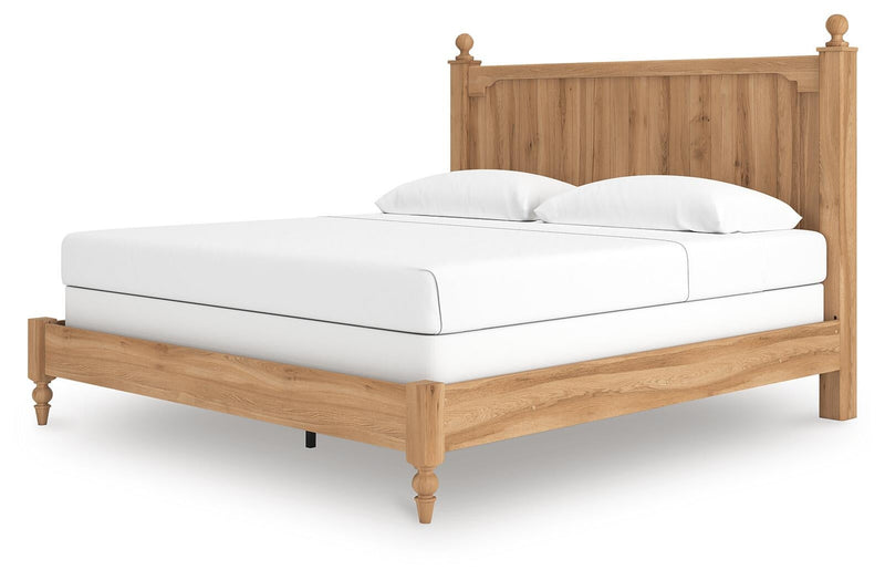 Galletyn King Panel Bed with Mirrored Dresser and Nightstand