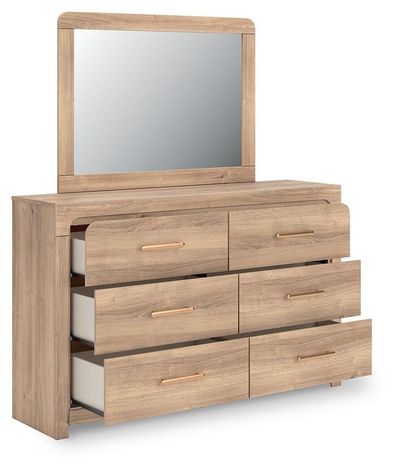 Hollymount King Upholstered Panel Bed, Dresser, Mirror and Nightstand