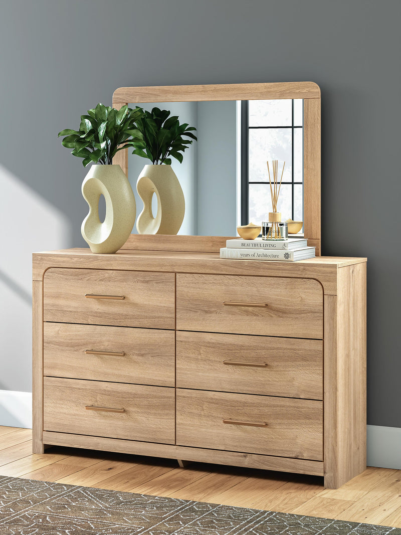 Hollymount King Upholstered Panel Bed, Dresser, Mirror and Nightstand