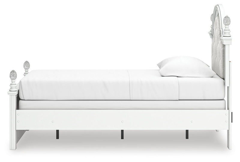 Maylilly Twin Upholstered Panel Bed, Dresser and Mirror