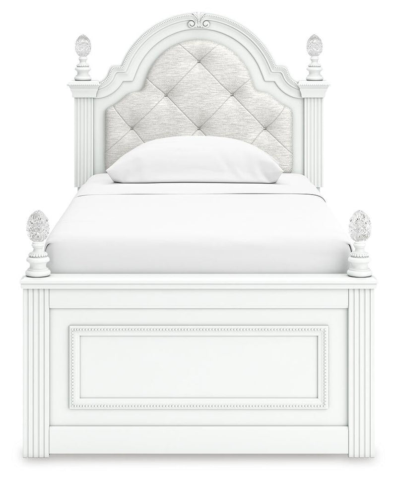 Maylilly Twin Upholstered Panel Storage Bed, Dresser, Mirror and Nightstand