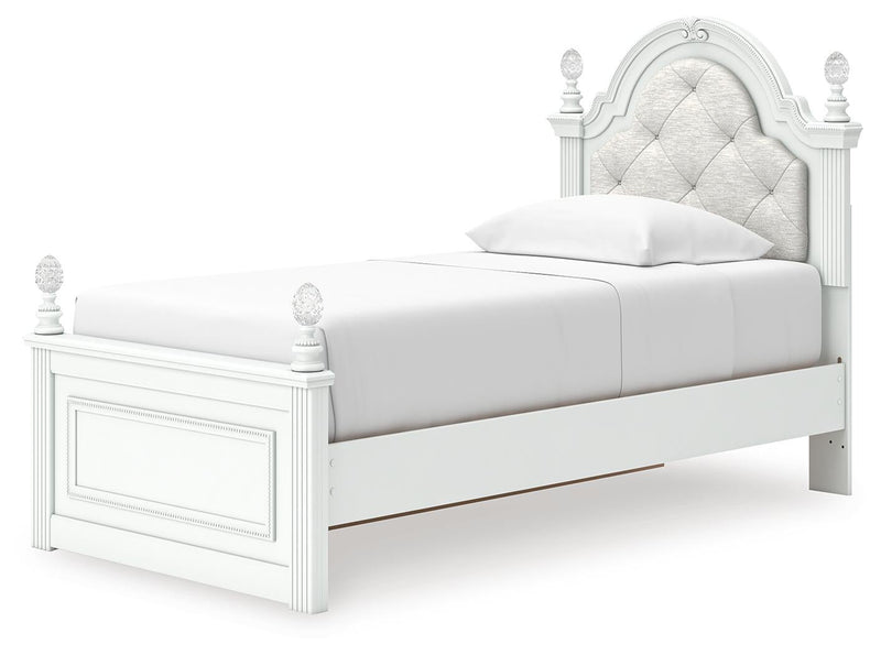 Maylilly Twin Upholstered Panel Storage Bed, Dresser, Mirror and Nightstand