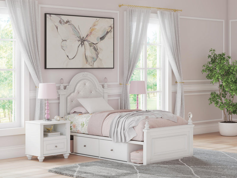Maylilly Twin Upholstered Panel Storage Bed, Dresser, Mirror and Nightstand