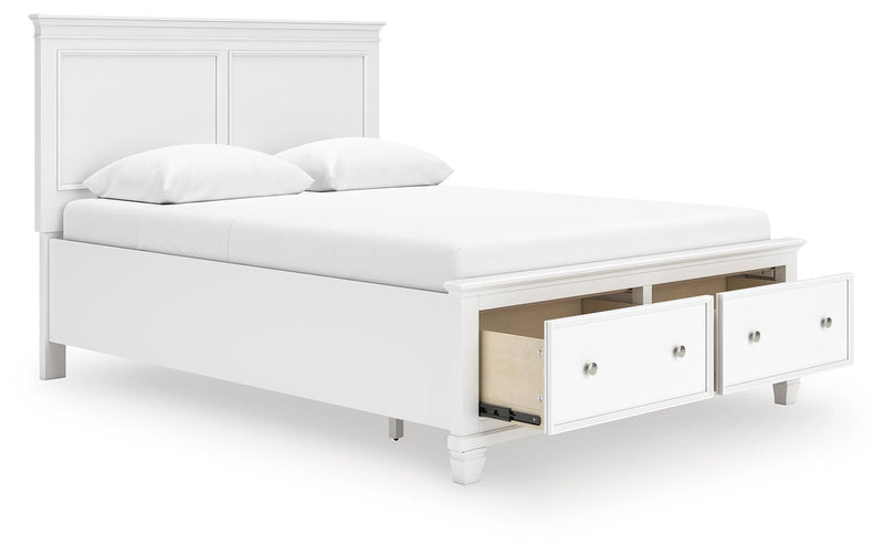 Fortman Queen Panel Storage Bed with Mirrored Dresser