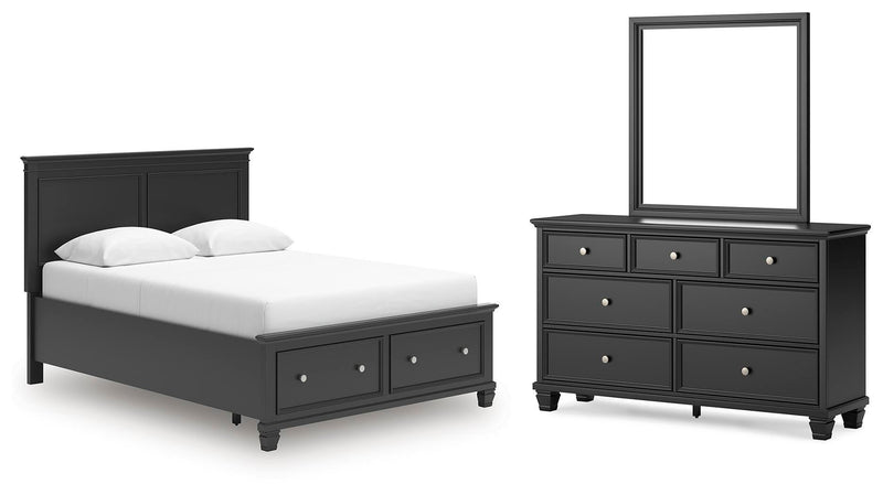 Lanolee Queen Panel Storage Bed, Dresser and Mirror