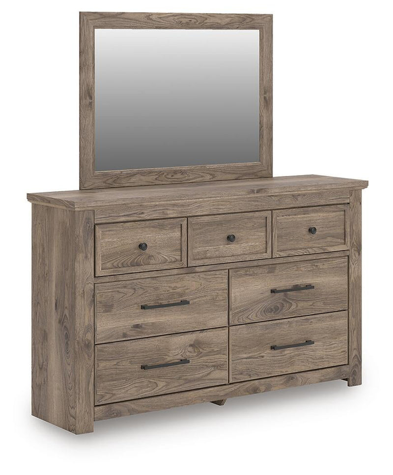 Keithland Queen Poster Bed with Mirrored Dresser and Nightstand