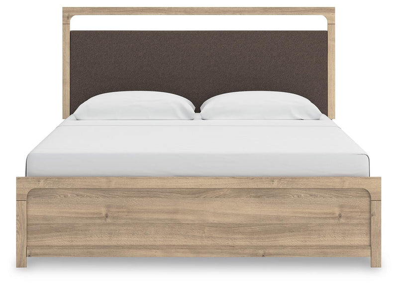 Hollymount King Upholstered Panel Bed, Dresser and Mirror