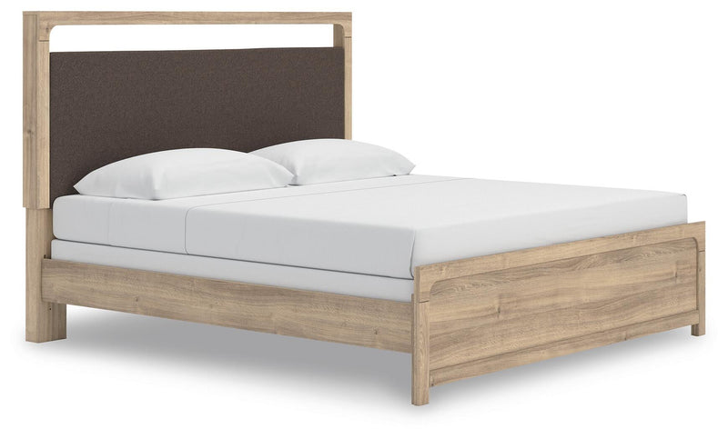 Hollymount King Upholstered Panel Bed, Dresser and Mirror