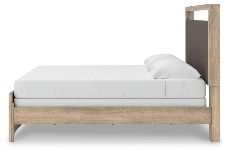 Hollymount King Upholstered Panel Bed, Dresser and Mirror