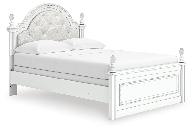 Maylilly Full Upholstered Panel Bed, Dresser, Mirror and Nightstand