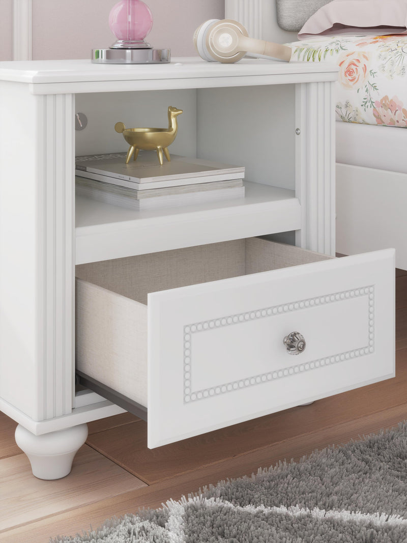Maylilly Full Upholstered Panel Bed, Dresser, Mirror and Nightstand