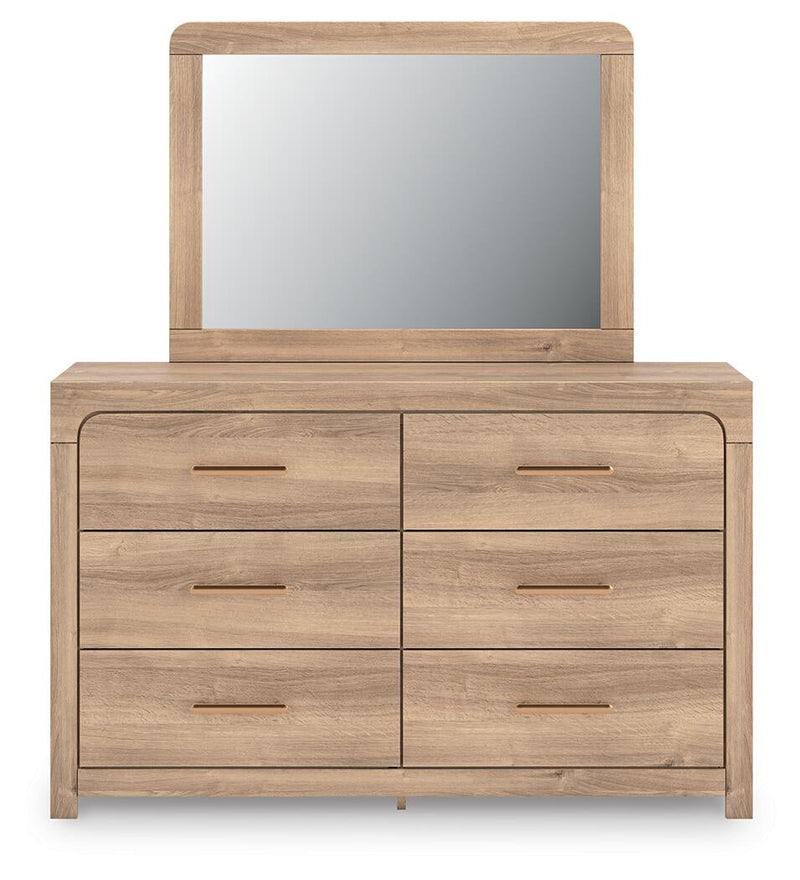 Hollymount King Upholstered Platform Bed, Dresser, Mirror and Nightstand