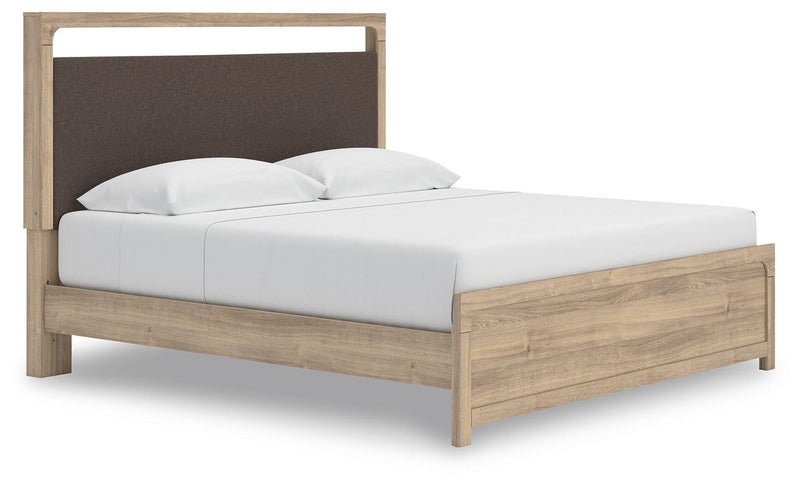 Hollymount King Upholstered Platform Bed, Dresser, Mirror and Nightstand