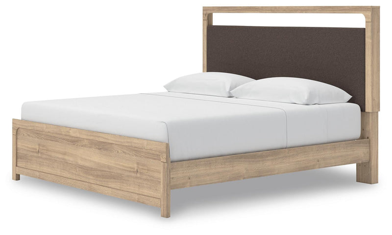 Hollymount King Upholstered Platform Bed, Dresser, Mirror and Nightstand