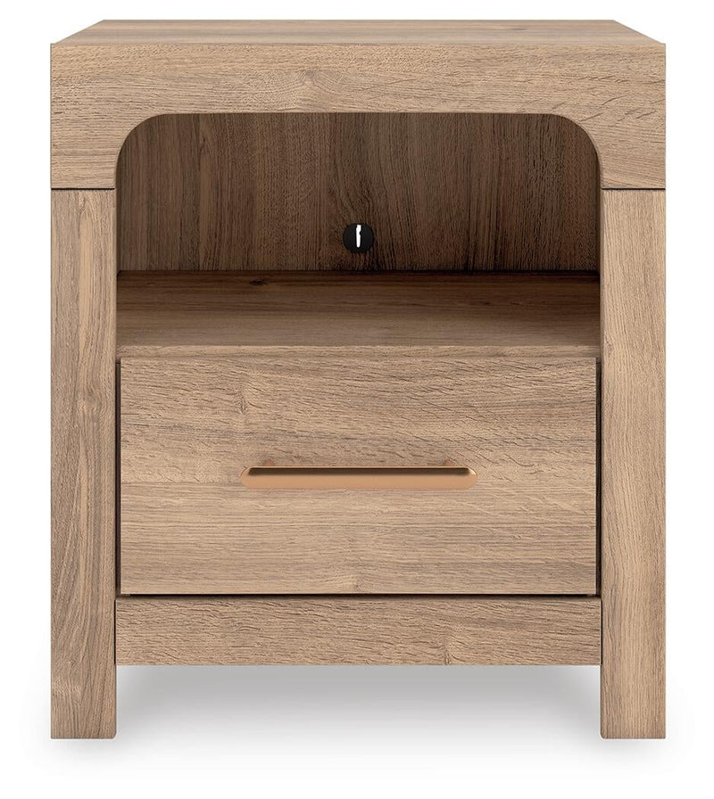 Hollymount King Upholstered Platform Bed, Dresser, Mirror and Nightstand