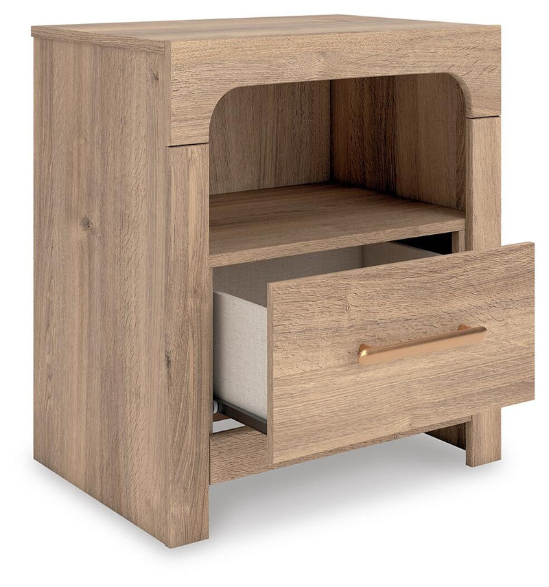 Hollymount King Upholstered Platform Bed, Dresser, Mirror and Nightstand