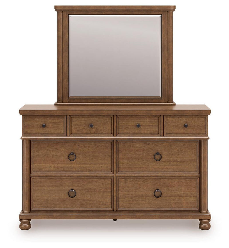 Chadworth California King Poster Bed with Mirrored Dresser and Nightstand