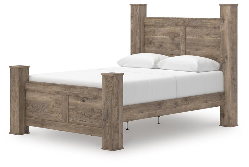 Keithland Queen Poster Bed with Mirrored Dresser