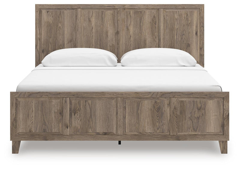 Keithland King Panel Bed with Mirrored Dresser and Nightstand