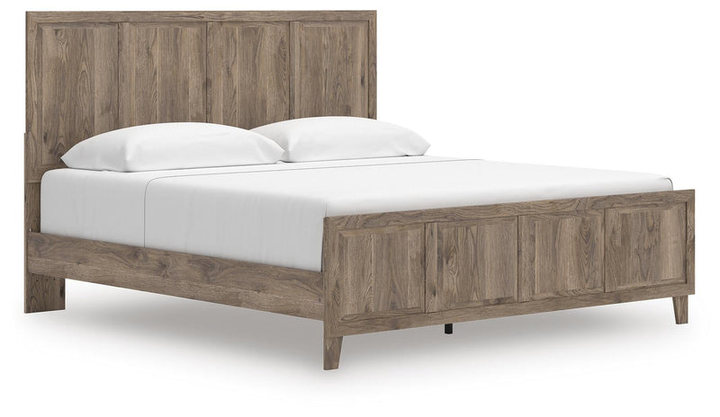 Keithland King Panel Bed with Mirrored Dresser and Nightstand