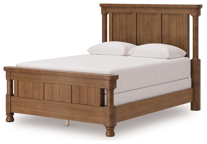 Chadworth Queen Poster Bed with Mirrored Dresser and Nightstand