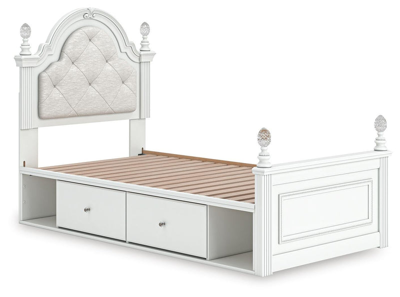 Maylilly Twin Upholstered Panel Storage Bed, Dresser and Mirror