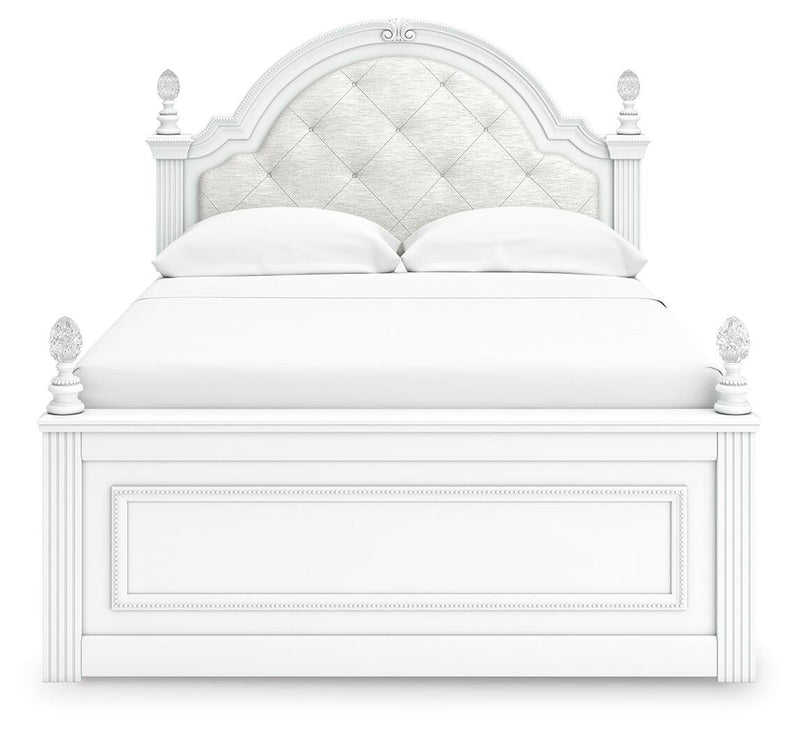 Maylilly Full Upholstered Panel Bed, Dresser and Mirror