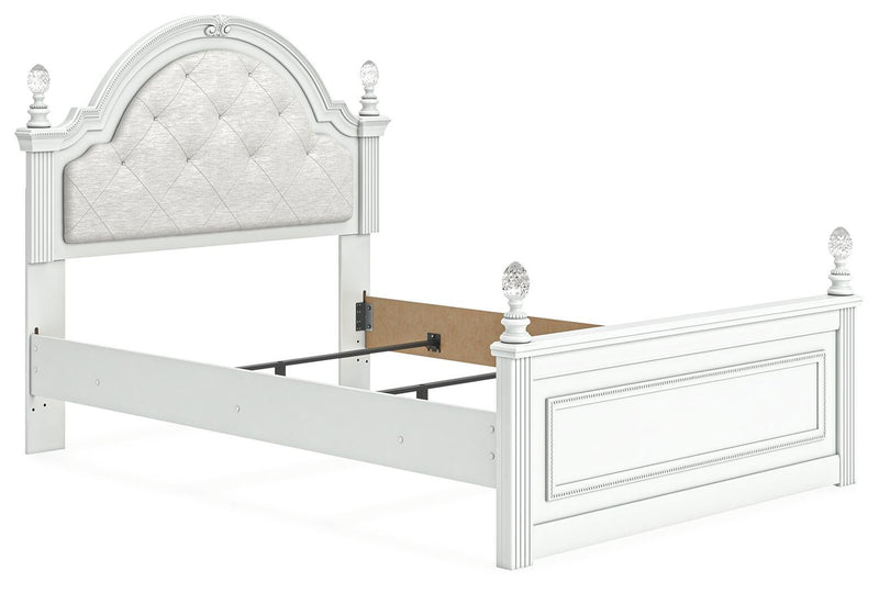 Maylilly Full Upholstered Panel Bed, Dresser and Mirror