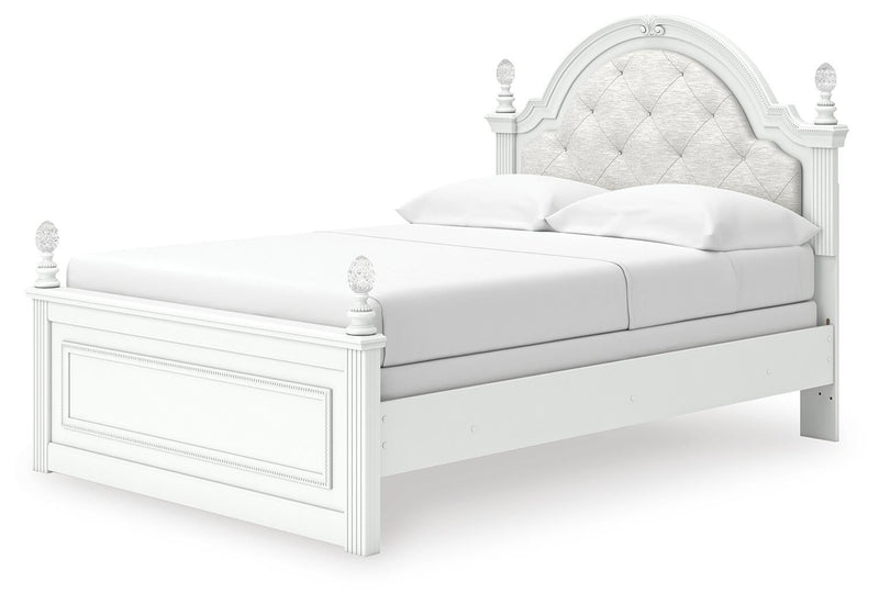 Maylilly Full Upholstered Panel Bed, Dresser and Mirror