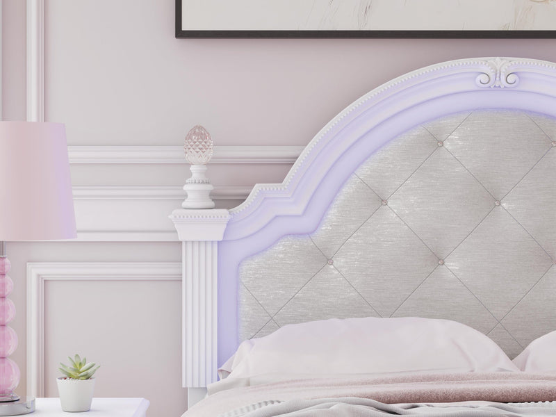 Maylilly Full Upholstered Panel Bed, Dresser and Mirror