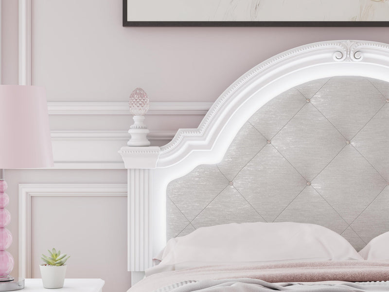 Maylilly Full Upholstered Panel Bed, Dresser and Mirror