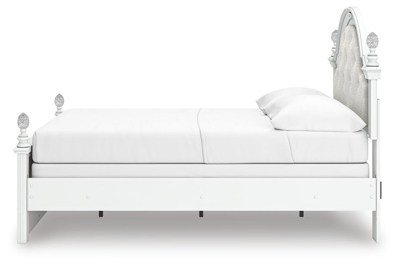 Maylilly Full Upholstered Panel Bed, Dresser and Mirror