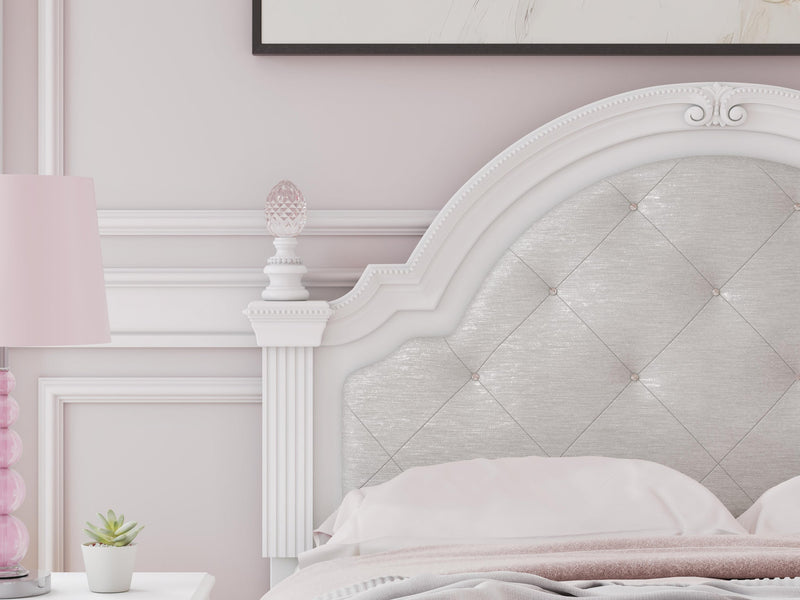 Maylilly Full Upholstered Panel Bed, Dresser and Mirror