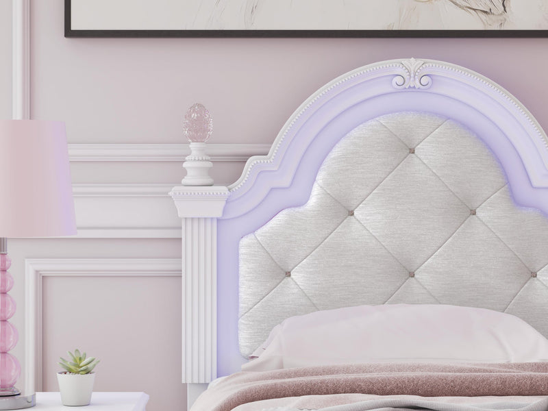 Maylilly Twin Upholstered Panel Bed, Dresser, Mirror and Nightstand