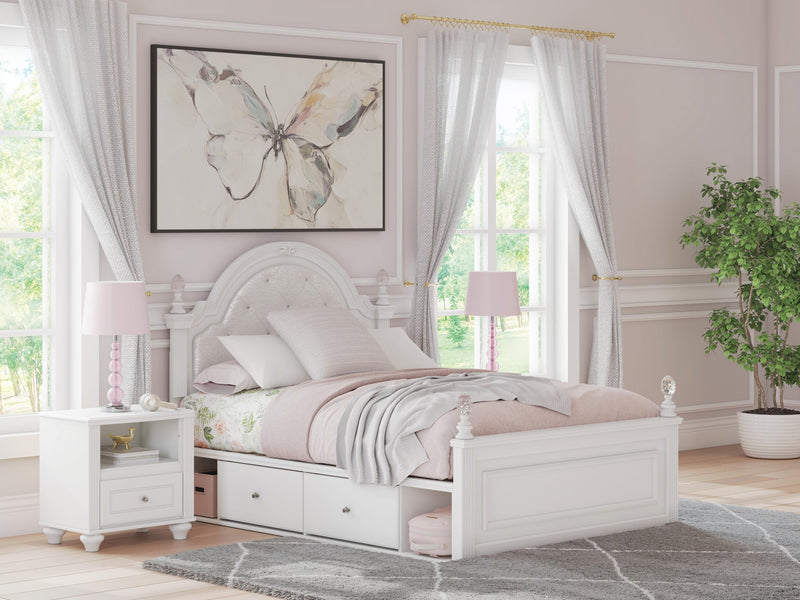 Maylilly Full Upholstered Panel Storage Bed, Dresser and Mirror